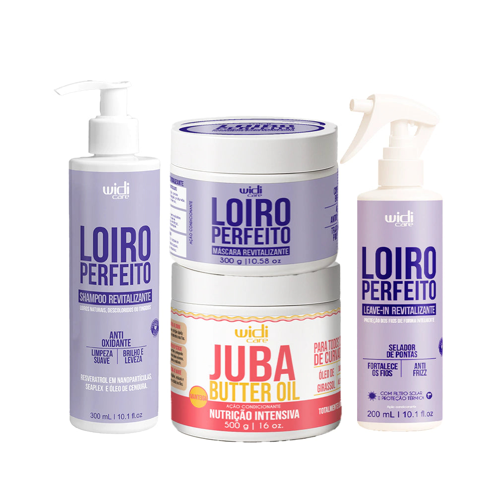 Kit Widi Care Loiro Perfeito Revitalizante Máscara Juba - Shampoo + Máscara + Leave In + Juba Butter Oil