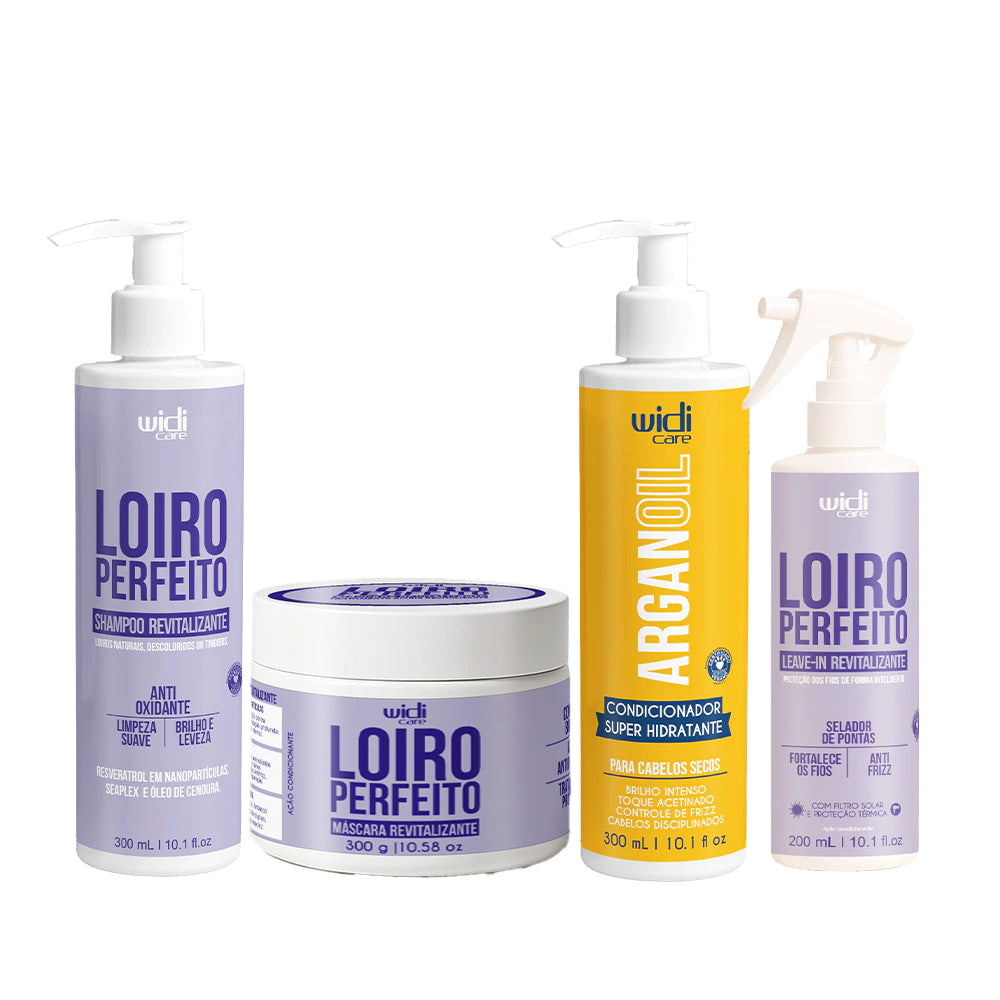 Kit Widi Care Loiro Perfeito Revitalizante Argan Oil - Shampoo + Máscara + Condicionador Argan Oil + Leave In