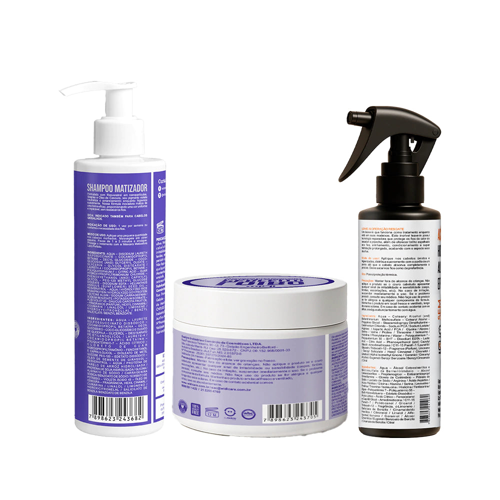 Kit Widi Care Loiro Perfeito Matizador Operação Resgate - Shampoo Matizador + Máscara + Leave In Operação Resgate