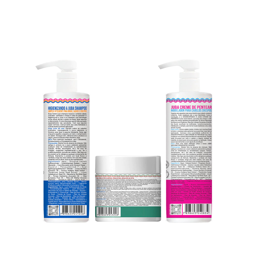 Kit Widi Care Juba - Shampoo + Máscara Reconstrução + Encrespando 500g