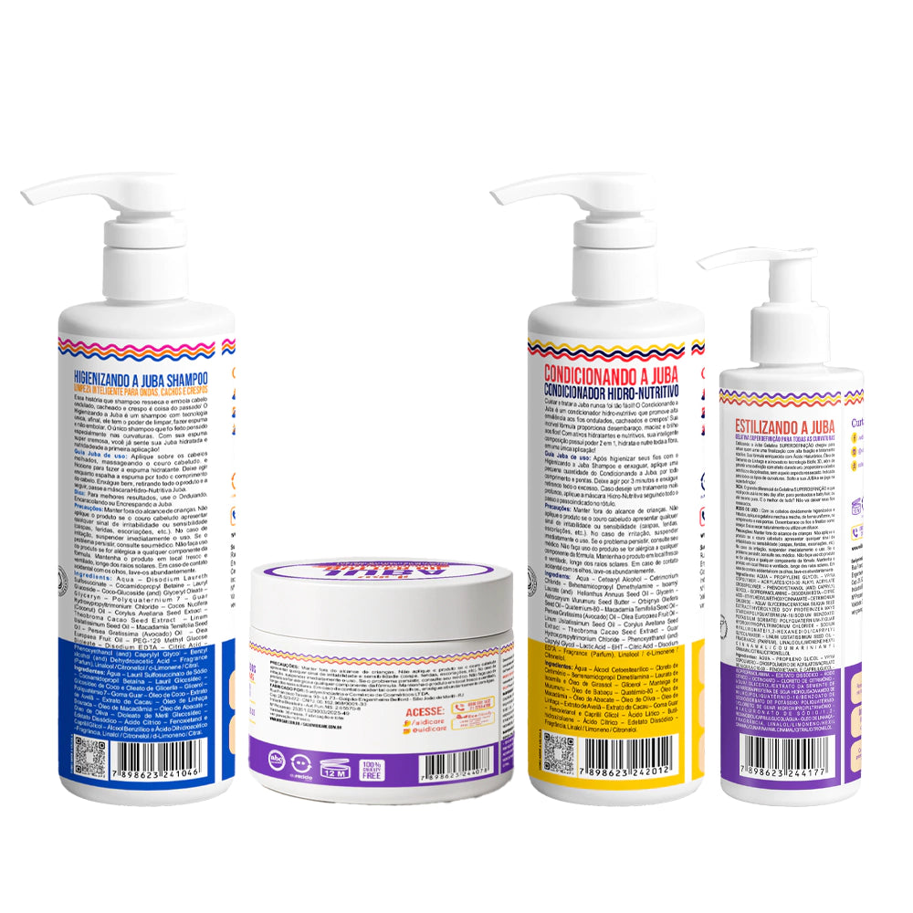 Kit Widi Care Juba - Shampoo + Condicionador + Máscara Butter Oil Manteiga Antiporosidade + Gelatina Super Definição 300g