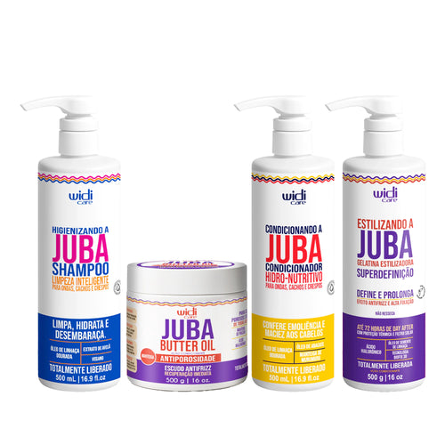 Kit Widi Care Juba - Shampoo + Condicionador + Máscara Butter Oil Antiporosidade + Gelatina Super Definição 500g