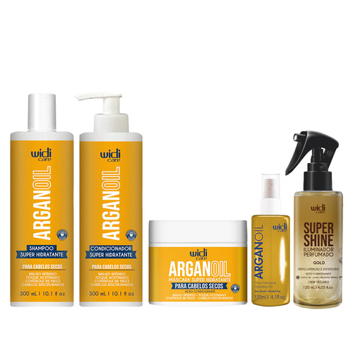 Kit Widi Care Argan - Shampoo + Condicionador + Máscara + Óleo Argan Oil 120ml + Shine Gold