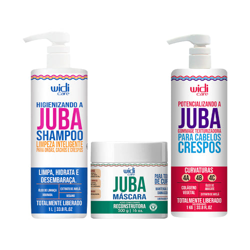 Kit Widi Care Juba - Shampoo 1L + Máscara Reconstrução + Gommage 1kg