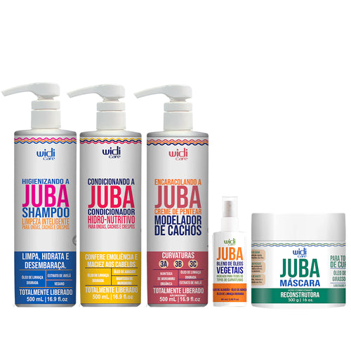 Kit Widi Care Juba - Shampoo + Condicionador + Máscara Juba Reconstrutora +Encaracolando + Finalizador Juba Blend