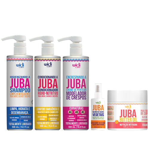 Kit Widi Care Juba - Shampoo + Condicionador + Máscara Butter Oil + Encrespando + Finalizador Blend