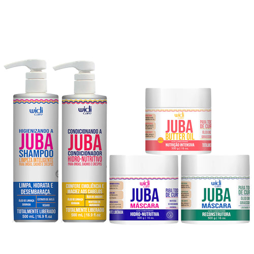 Kit Widi Care Juba - Shampoo + Condicionador + Butter Oil + Máscara Hidro Nutritiva + Máscara Reconstrutora