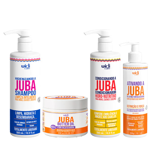 Kit Widi Care Juba - Shampoo + Condicionador + Máscara Butter Oil Fortalecedora + Gelatina Fortalecedora 300g