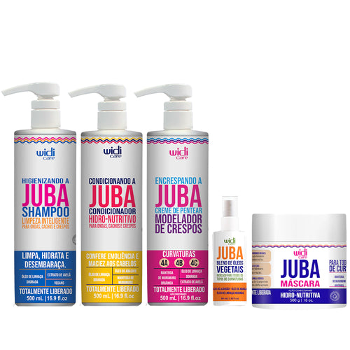 Kit Widi Care Juba - Shampoo + Condicionador + Máscara Hidro Nutritiva + Encrespando + Finalizador Blend