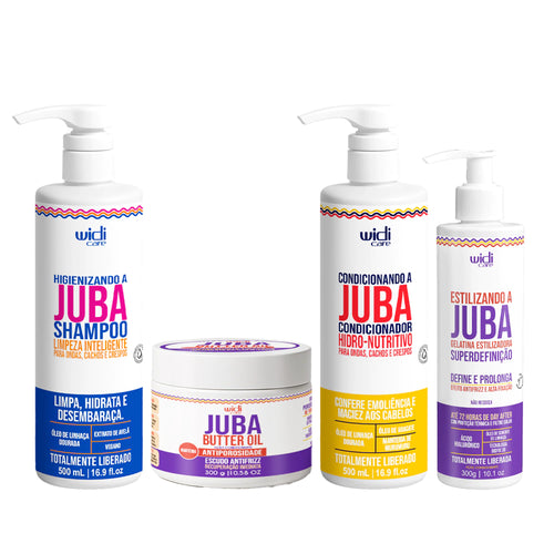 Kit Widi Care Juba - Shampoo + Condicionador + Máscara Butter Oil Manteiga Antiporosidade + Gelatina Super Definição 300g