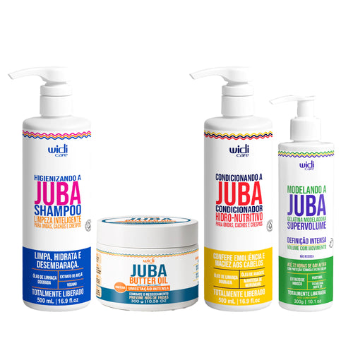 Kit Widi Care Juba - Shampoo + Condicionador + Máscara Butter Oil Umectação Intensa + Gelatina Modeladora Super Volume 300g