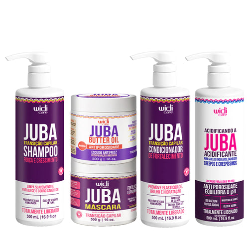 Kit Juba Transição Antiporosidade - Shampoo + Condicionador + Máscara + Acidificante + Butter Oil Antiporosidade 500g