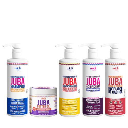 Kit Juba Antiporosidade - Shampoo + Condicionador + Acidificante + Butter Oil Antiporosidade + Encaracolando a Juba 500G