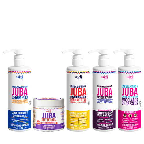 Kit Juba Antiporosidade - Shampoo + Condicionador + Acidificante + Butter Oil Antiporosidade + Encrespando a Juba 500g
