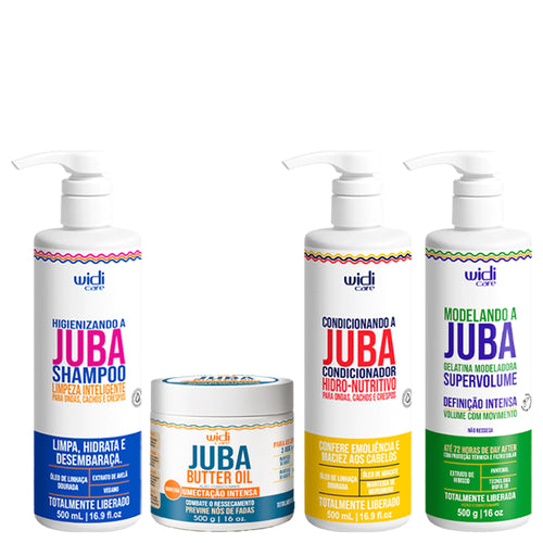 Kit Widi Care Juba - Shampoo + Condicionador + Máscara Butter Oil Umectação Intensa + Gelatina Modeladora Super Volume