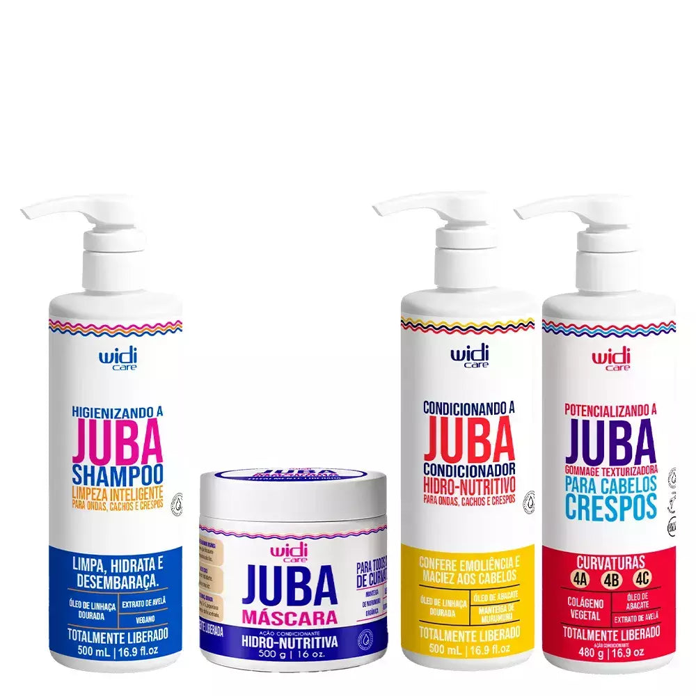 Kit Widi Care Juba Gommage - Shampoo 1L + Condicionador 1L + Máscara Hidro Nutritiva 500g + Gommage 1Kg