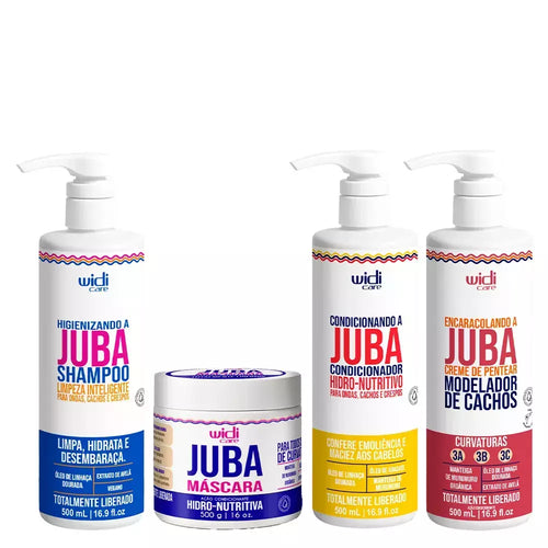 Kit Widi Care Juba - Shampoo + Condicionador + Encaracolando + Máscara Hidro-Nutritiva 500ml