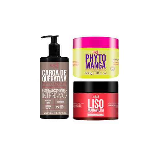 Kit Widi Care - Máscara Liso Maravilha + Máscara Phytomanga 300g + Carga de Queratina
