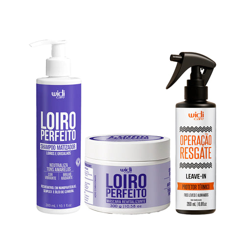 Kit Widi Care Loiro Perfeito Matizador Operação Resgate - Shampoo Matizador + Máscara + Leave In Operação Resgate