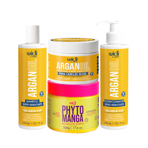 Kit Widi Care Argan Oil Máscara PhytoManga - Shampoo + Máscara + Condicionador + Máscara Phytomanga 500g