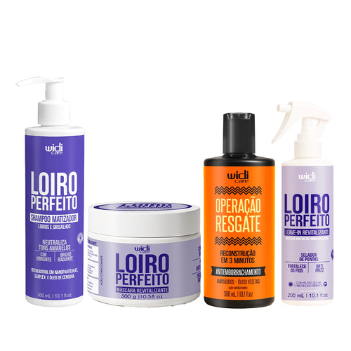 Kit Widi Care Loiro Perfeito Matizador Operação Resgate - Shampoo Matizador + Máscara + Máscara Operação Resgate + Leave In