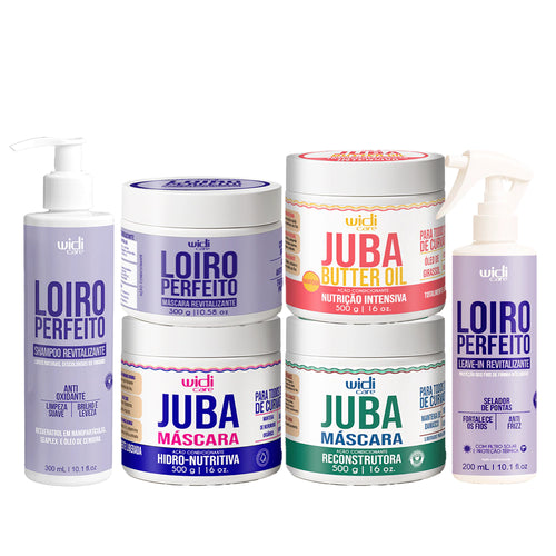 Kit Widi Care Loiro Perfeito Revitalizante Cronograma Juba - Shampoo + Máscara + Leave In + Máscaras Juba
