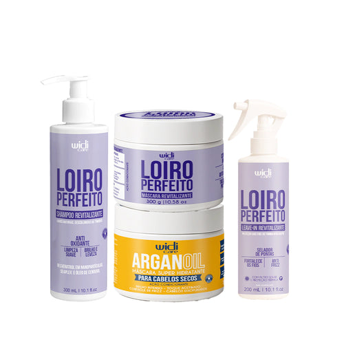 Kit Widi Care Loiro Perfeito Revitalizante Argan Oil - Shampoo + Máscara + Máscara Argan Oil + Leave In