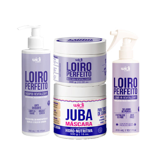 Kit Widi Care Loiro Perfeito Revitalizante Máscara Juba - Shampoo + Máscara + Leave In + Juba Hidro-Nutritiva