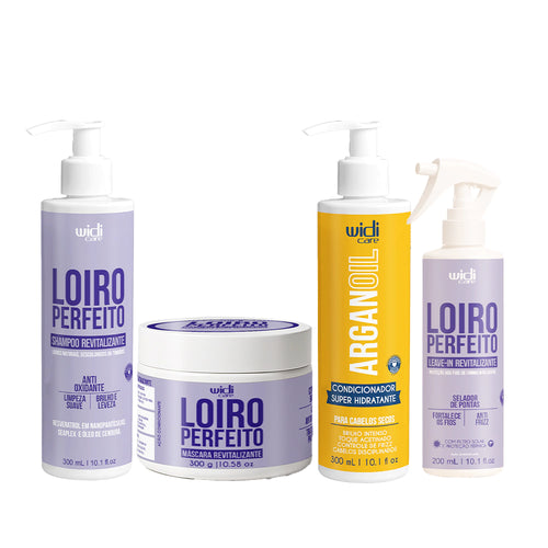 Kit Widi Care Loiro Perfeito Revitalizante Argan Oil - Shampoo + Máscara + Condicionador Argan Oil + Leave In