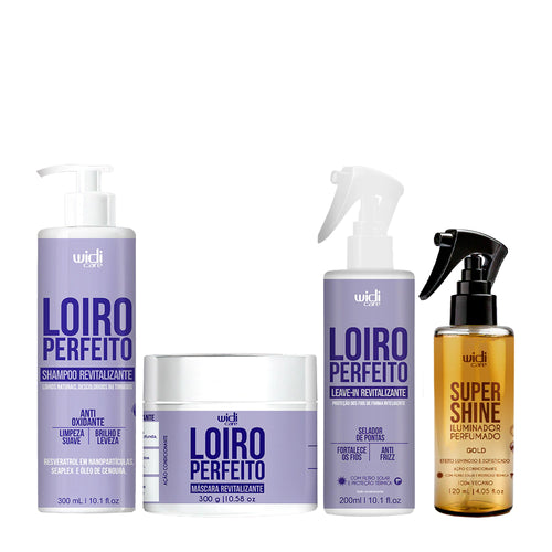 Kit Widi Care Loiro Perfeito Revitalizante - Shampoo + Máscara + Leave In + Shine Gold