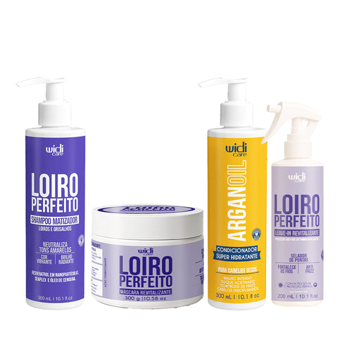 Kit Widi Care Loiro Perfeito Matizador Argan Oil - Shampoo Matizador + Máscara + Condicionador Argan Oil + Leave In