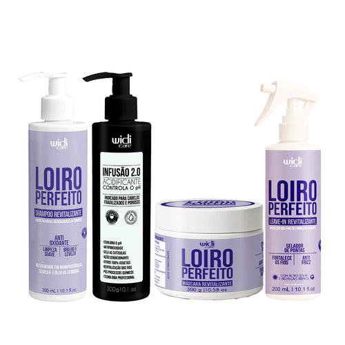 Kit Widi Care Loiro Perfeito Revitalizante Acidificante Infusão 2.0 - Shampoo + Máscara + Leave In + Infusão 2.0
