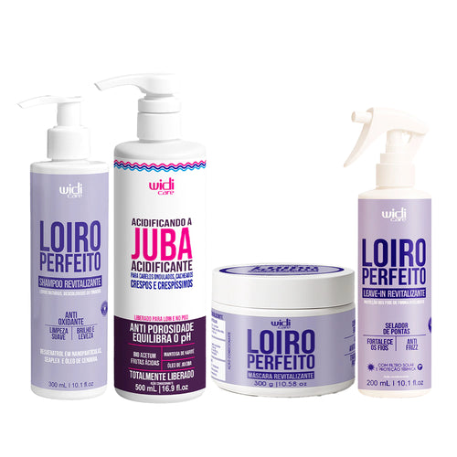 Kit Widi Care Loiro Perfeito Revitalizante Acidificante Juba - Shampoo + Máscara + Leave In + Acidificando a Juba