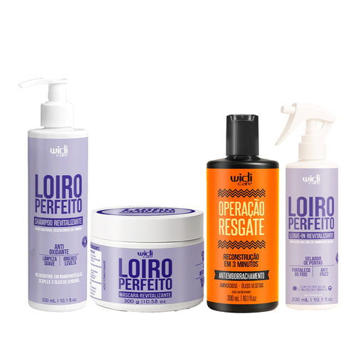 Kit Widi Care Loiro Perfeito Revitalizante Operação Resgate- Shampoo + Máscara + Máscara Operação Resgate + Leave In