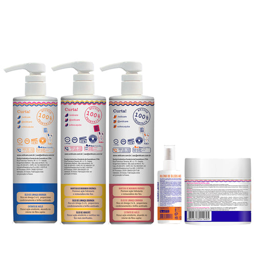 Kit Widi Care Juba - Shampoo + Condicionador + Máscara Hidro Nutritiva + Encaracolando + Finalizador Blend