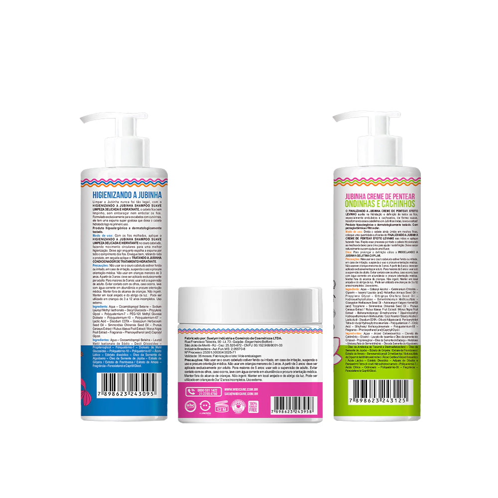 Kit Widi Care Jubinha - Shampoo + Máscara + Creme de Pentear Levinho