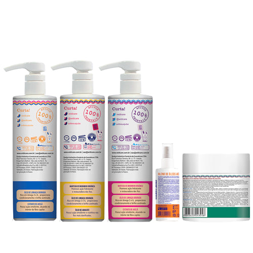 Kit Widi Care Juba - Shampoo + Condicionador + Máscara Reconstrutora + Encrespando + Finalizador Blend