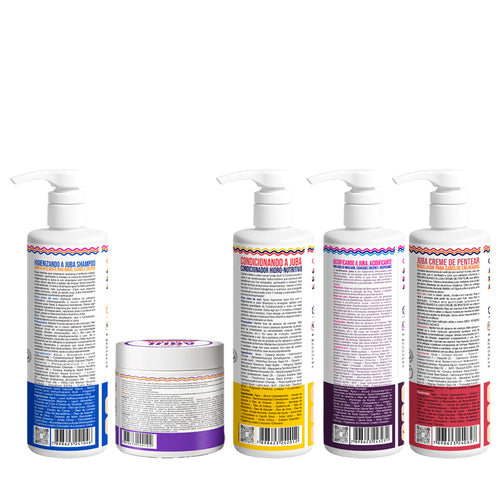 Kit Juba Antiporosidade - Shampoo + Condicionador + Acidificante + Butter Oil Antiporosidade + Encaracolando a Juba 500G