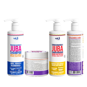 Kit Widi Care Juba - Shampoo + Condicionador + Máscara Butter Oil Antiporosidade + Gelatina Super Definição 500g