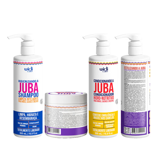 Kit Widi Care Juba - Shampoo + Condicionador + Máscara Butter Oil Antiporosidade + Gelatina Super Definição 500g